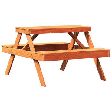 vidaXL Table de pique-nique marron miel 105x134x75 cm en bois de pin massif