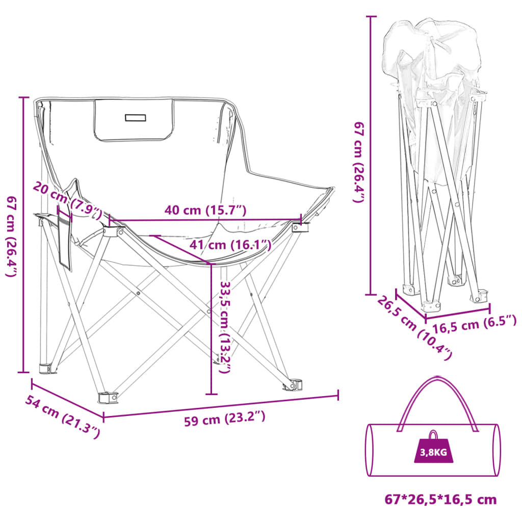vidaXL Campingstühle 2 Stk. mit Tasche Klappbar Hellblau