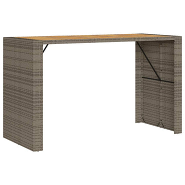 vidaXL Garten-Bartisch mit Holzplatte Grau 185x80x110 cm Polyrattan