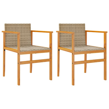 vidaXL Gartenstühle mit Kissen 2 Stk. Beige Poly Rattan Massivholz