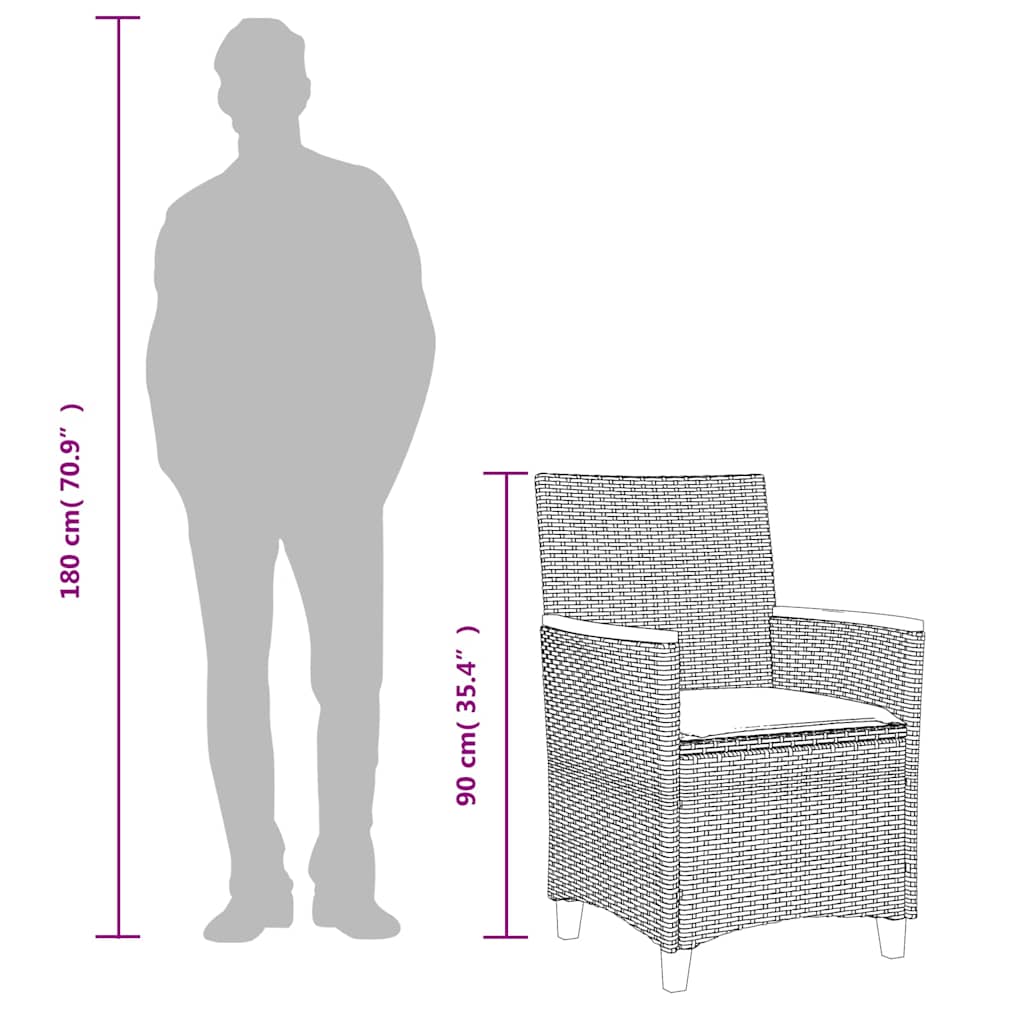 vidaXL Gartenstühle mit Kissen 2 Stk. Beige Poly Rattan Massivholz