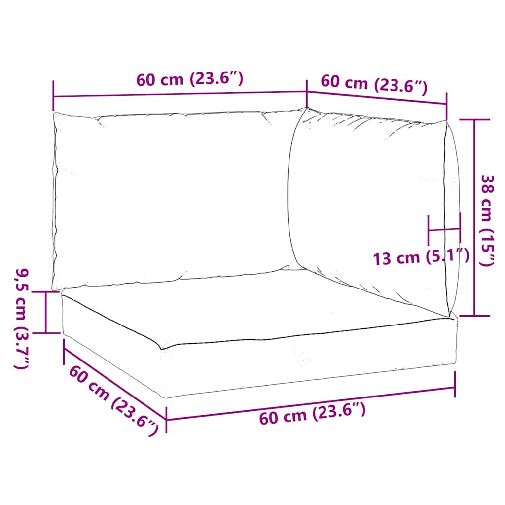 Palettenkissen 3-tlg. Melange Creme Stoff