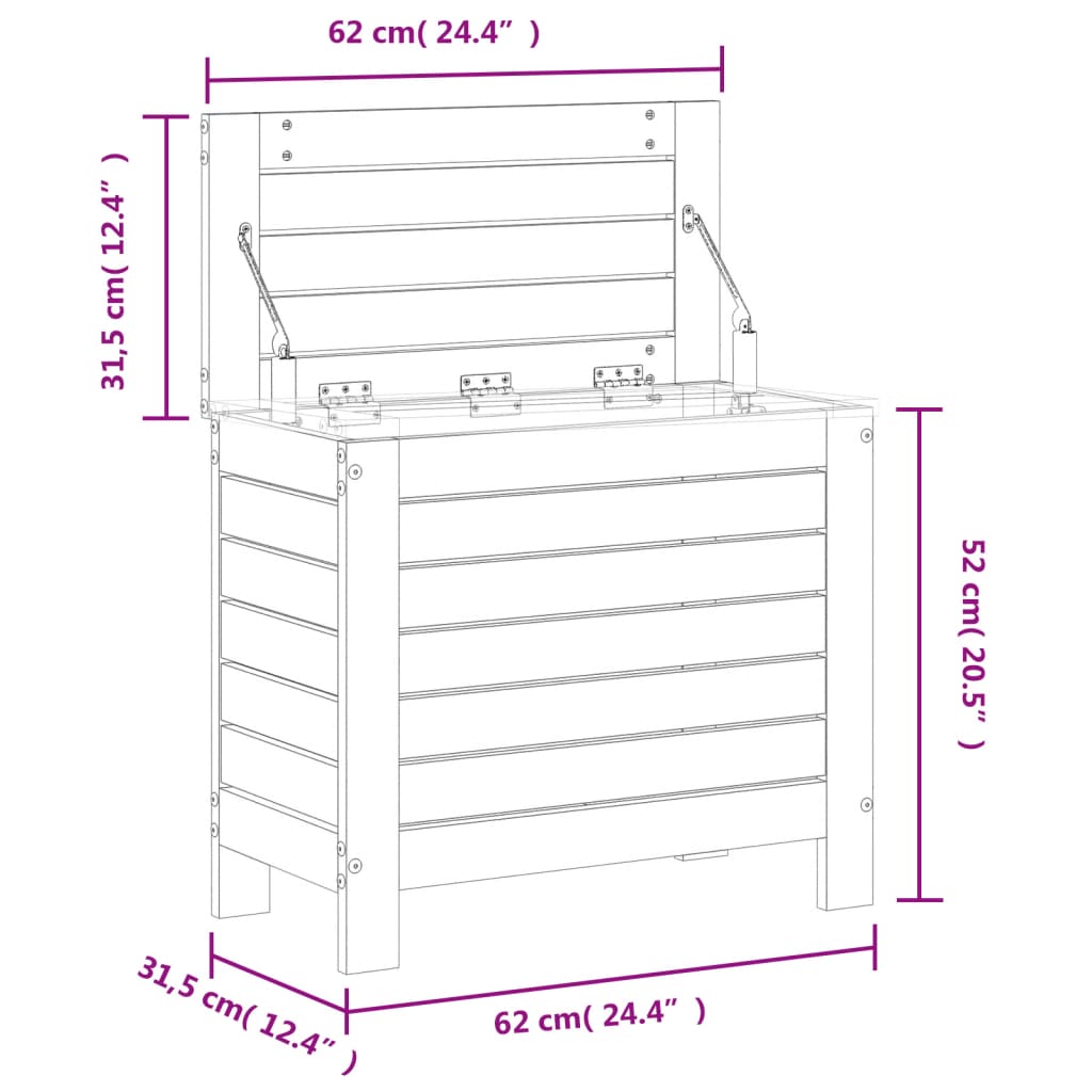 vidaXL Gartenhocker 62x31,5x52 cm Massivholz Kiefer