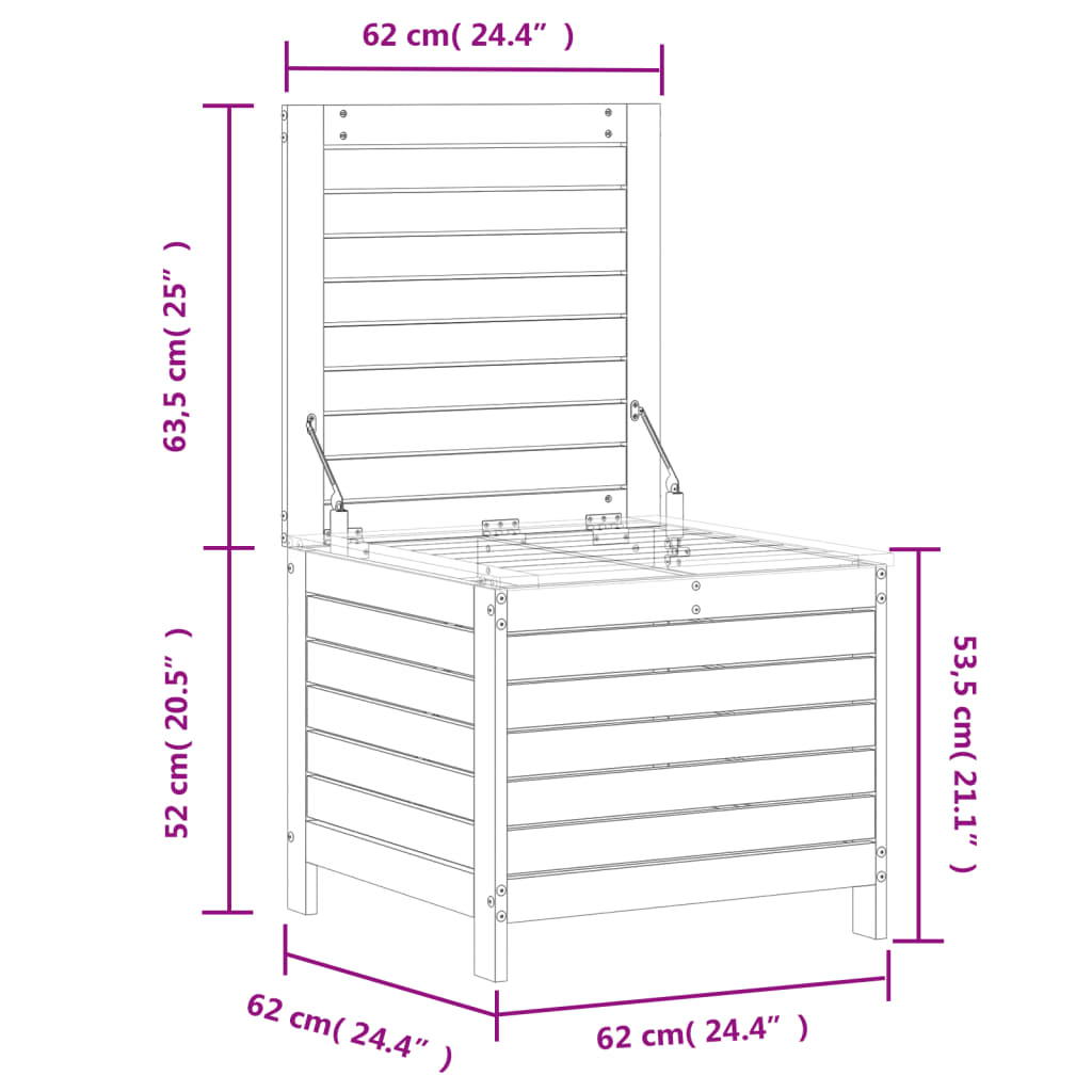 vidaXL Gartenhocker Wachsbraun 62x63,5x53,5 cm Massivholz Kiefer