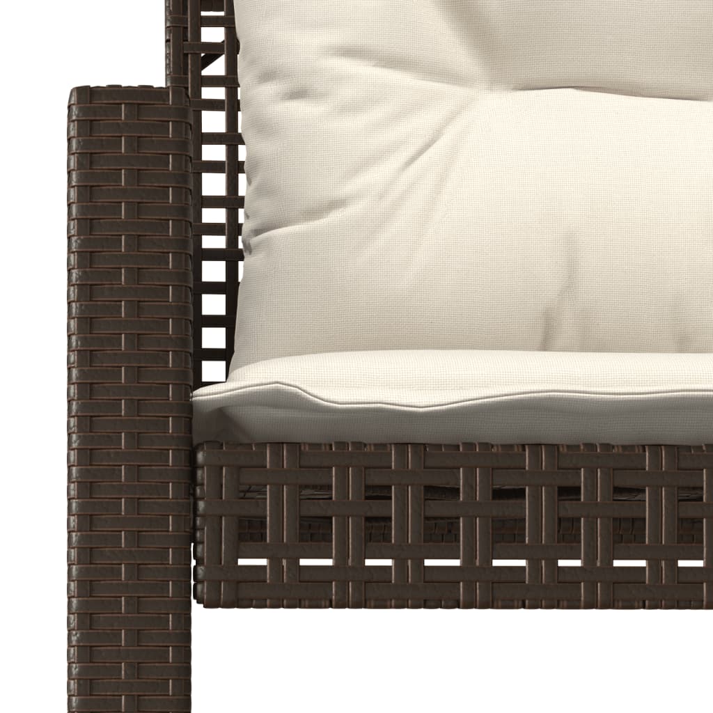 vidaXL 4-tlg. Garten-Sofagarnitur mit Kissen Braun Poly Rattan Glas