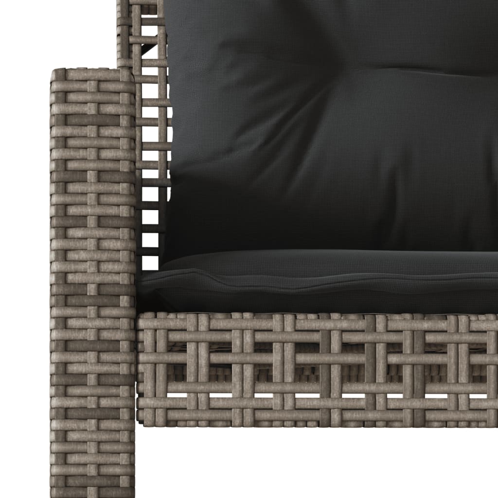 vidaXL 4-tlg. Garten-Sofagarnitur mit Kissen Grau Poly Rattan Glas
