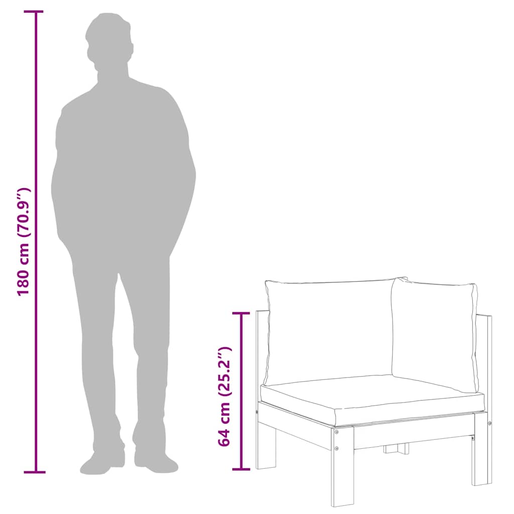 vidaXL Garten-Ecksofa mit Kissen Massivholz Akazie