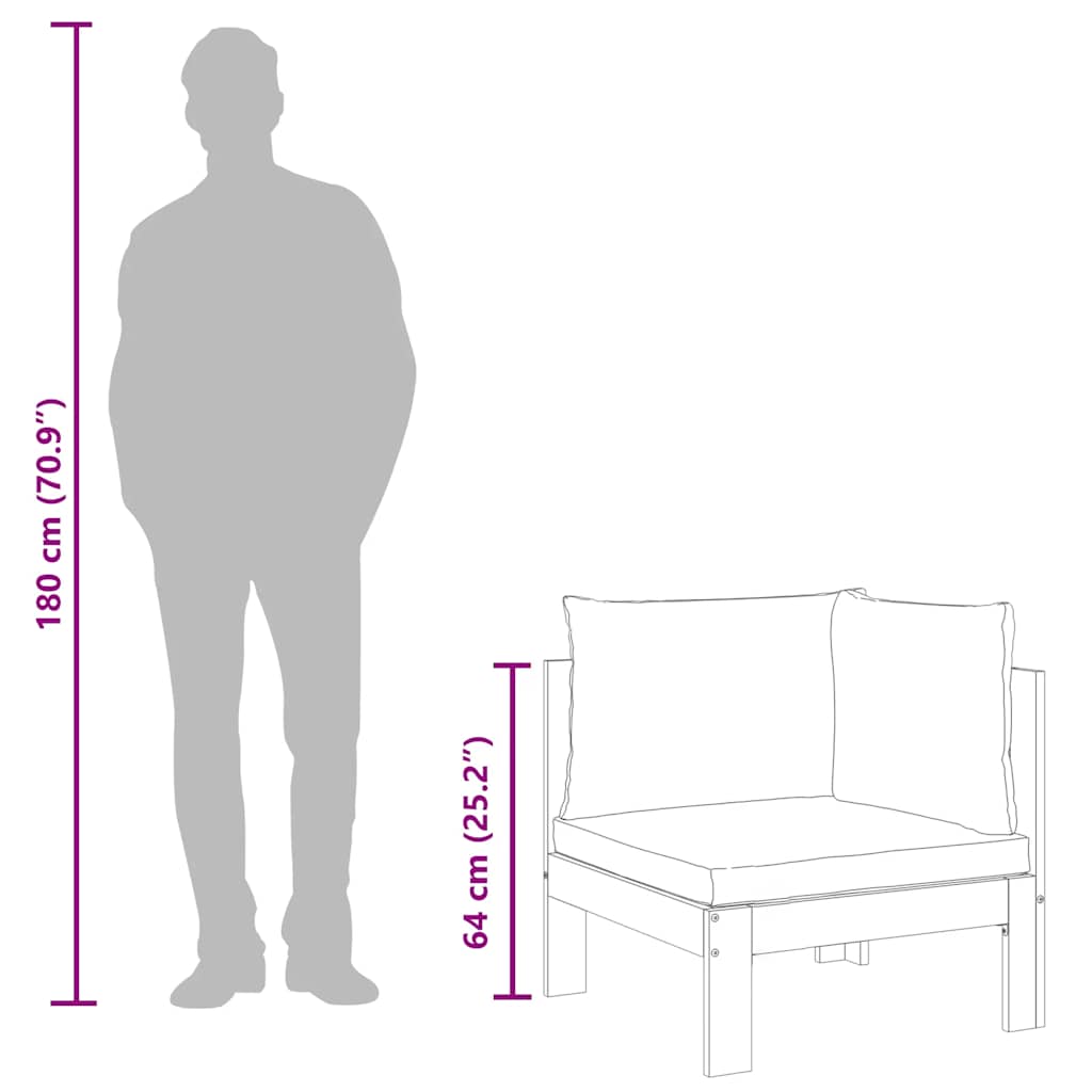 vidaXL Garten-Ecksofa mit Kissen Massivholz Akazie