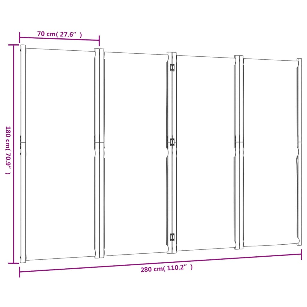 vidaXL 4-tlg. Paravent Taupe 280x180 cm