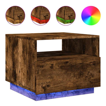 vidaXL Table basse avec lumières LED en chêne fumé 50x49x40 cm