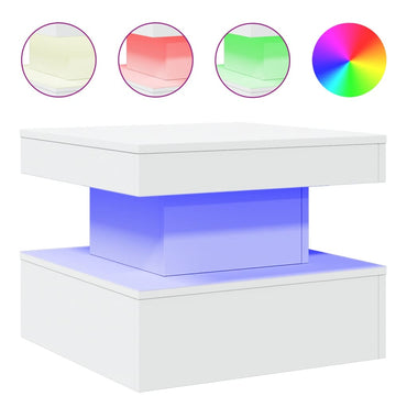 Table basse vidaXL avec lumières LED Blanc 50x50x40 cm