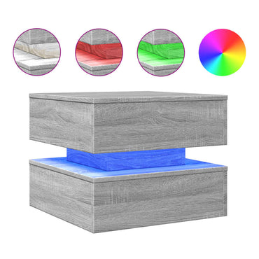 vidaXL Table basse avec lumières LED gris sonoma 50x50x40 cm