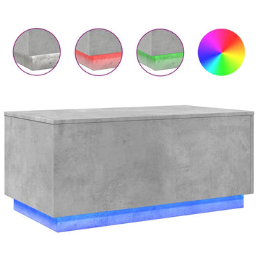 vidaXL Table basse avec lumières LED Gris béton 90x50x40 cm