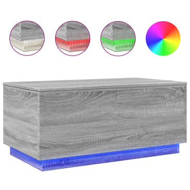 vidaXL Table basse avec lumières LED Gris Sonoma 90x50x40 cm