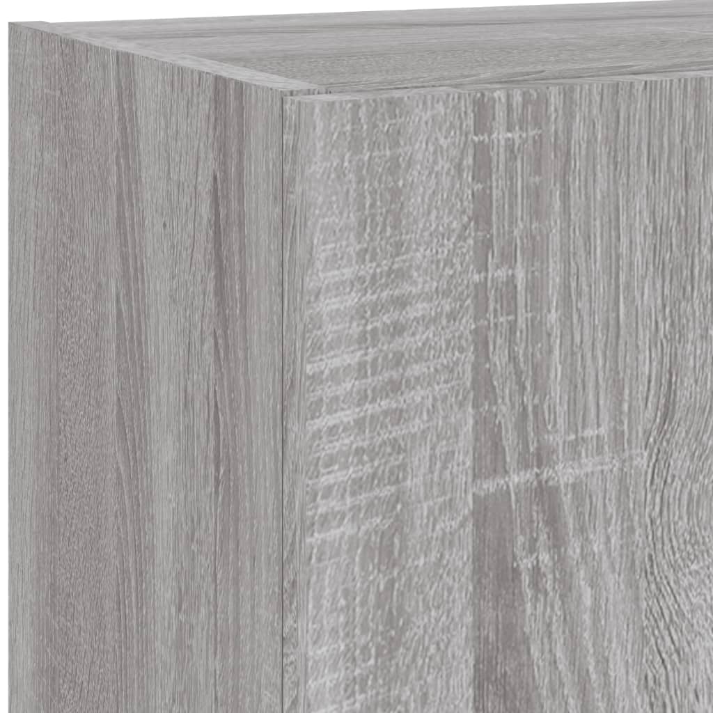 vidaXL 4-tlg. Wohnwand mit LED-Beleuchtung Grau Sonoma Holzwerkstoff