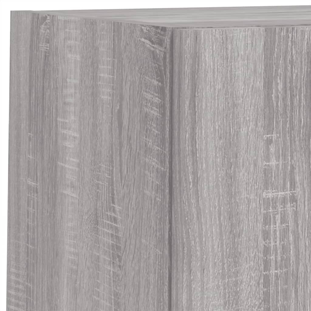 6-tlg. Wohnwand mit LED-Beleuchtung Grau Sonoma Holzwerkstoff