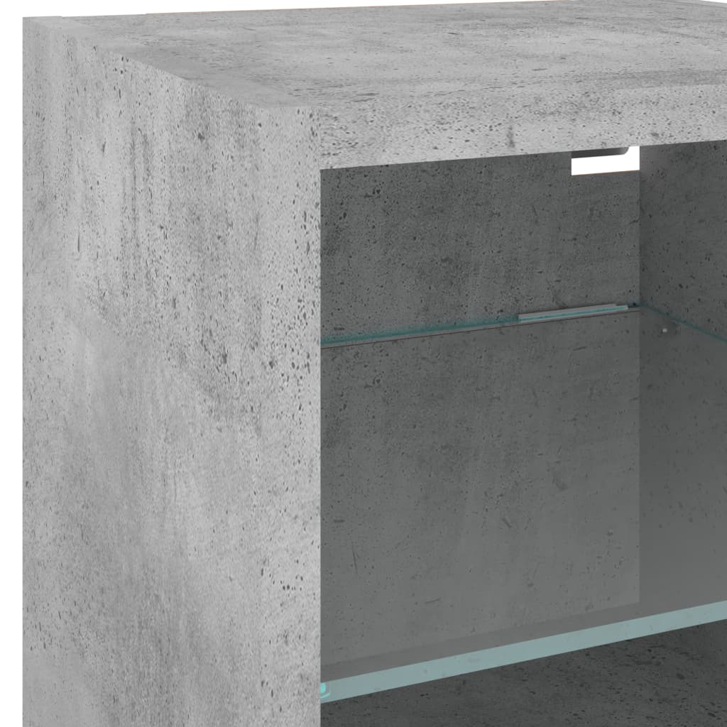 vidaXL 4-tlg. Wohnwand mit LED-Beleuchtung Betongrau Holzwerkstoff