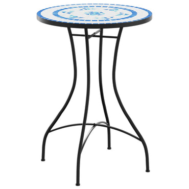 vidaXL Table de bistrot mosaïque Bleu et blanc Ø50x70 cm Céramique