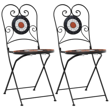 vidaXL Chaises de bistrot 2 pcs Pliantes Rouge terracotta et blanc Céramique