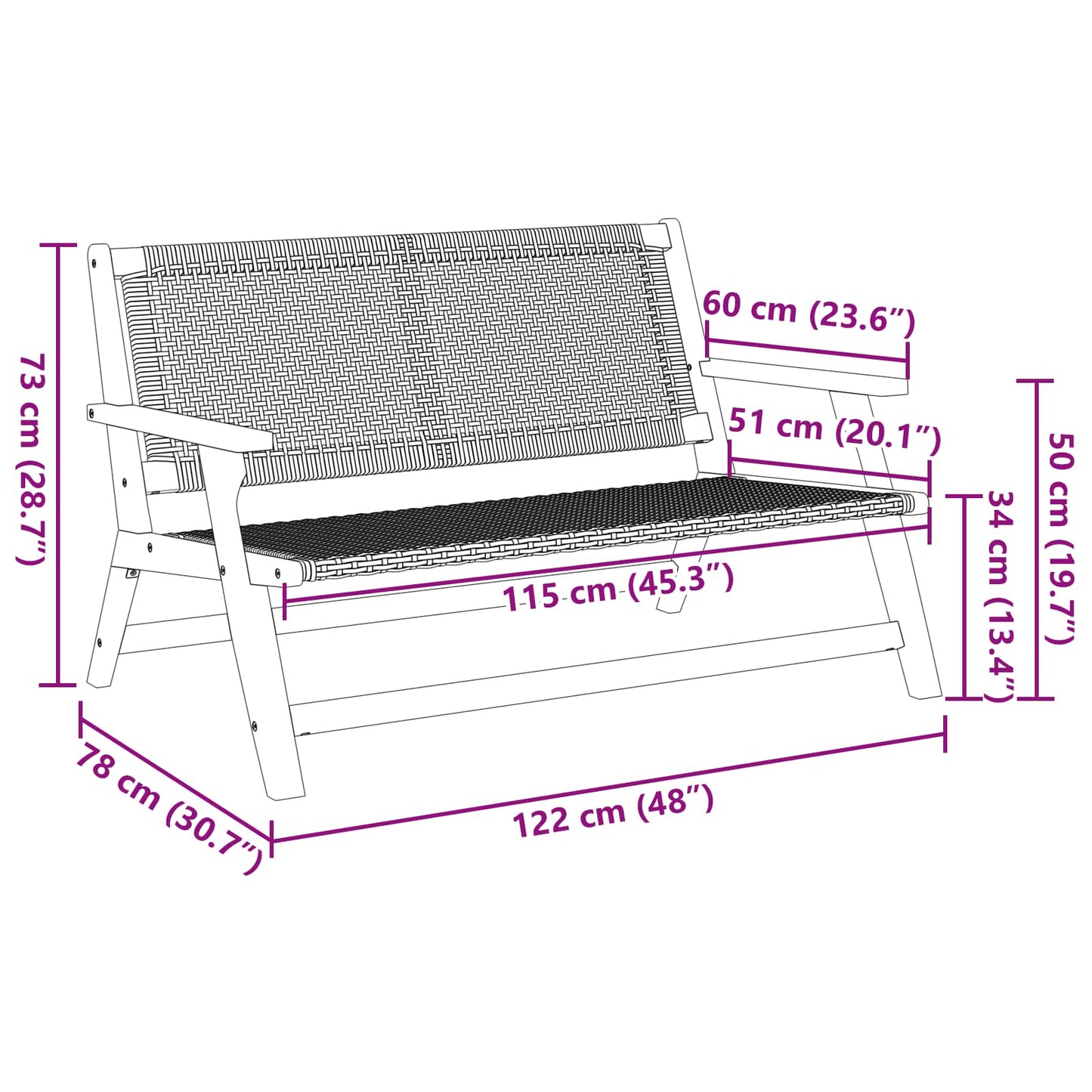 vidaXL gartenmöbel Grau 122 x 78 x 73 cm Massivholz Akazie