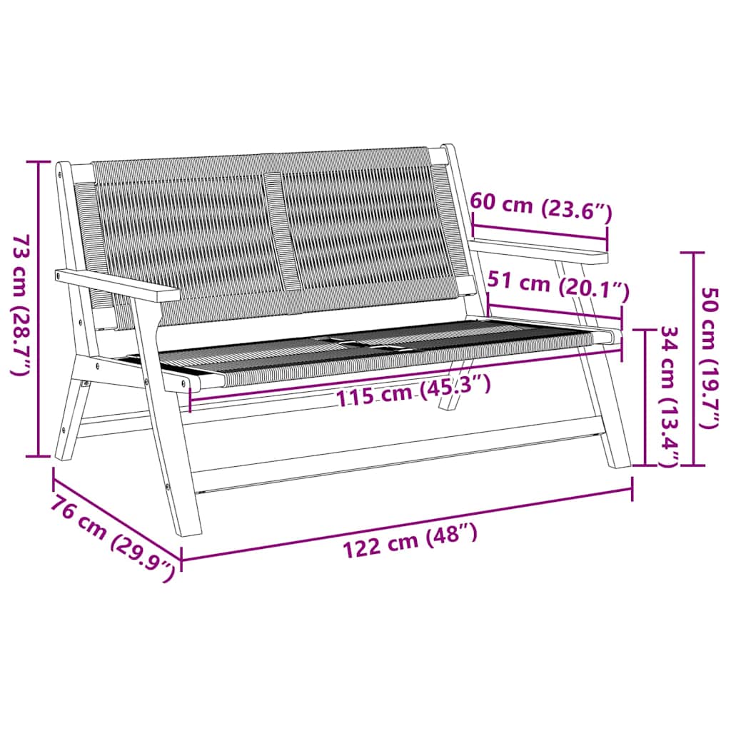 vidaXL gartenmöbel Beige 122 x 78 x 73 cm Massivholz Akazie