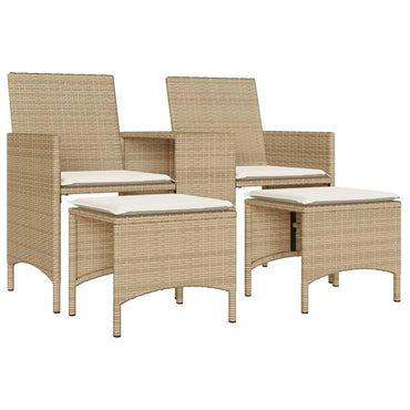 vidaXL Canapé de jardin 2 places avec table et tabourets en résine tressée beige