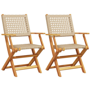 vidaXL Gartenstühle 2 Stk. Beige Massivholz Akazie und Poly Rattan