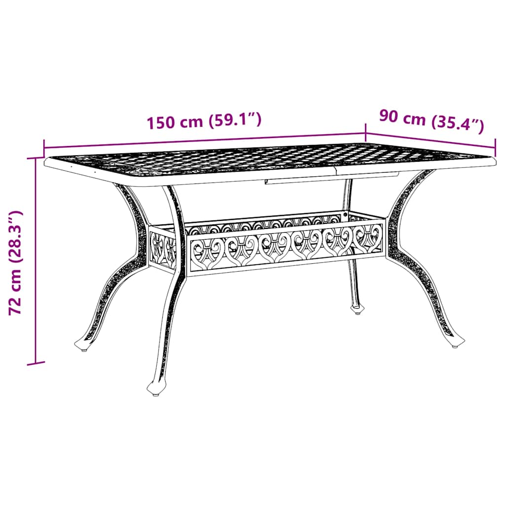 vidaXL Gartentisch Grün 150x90x72 cm Aluminiumguss