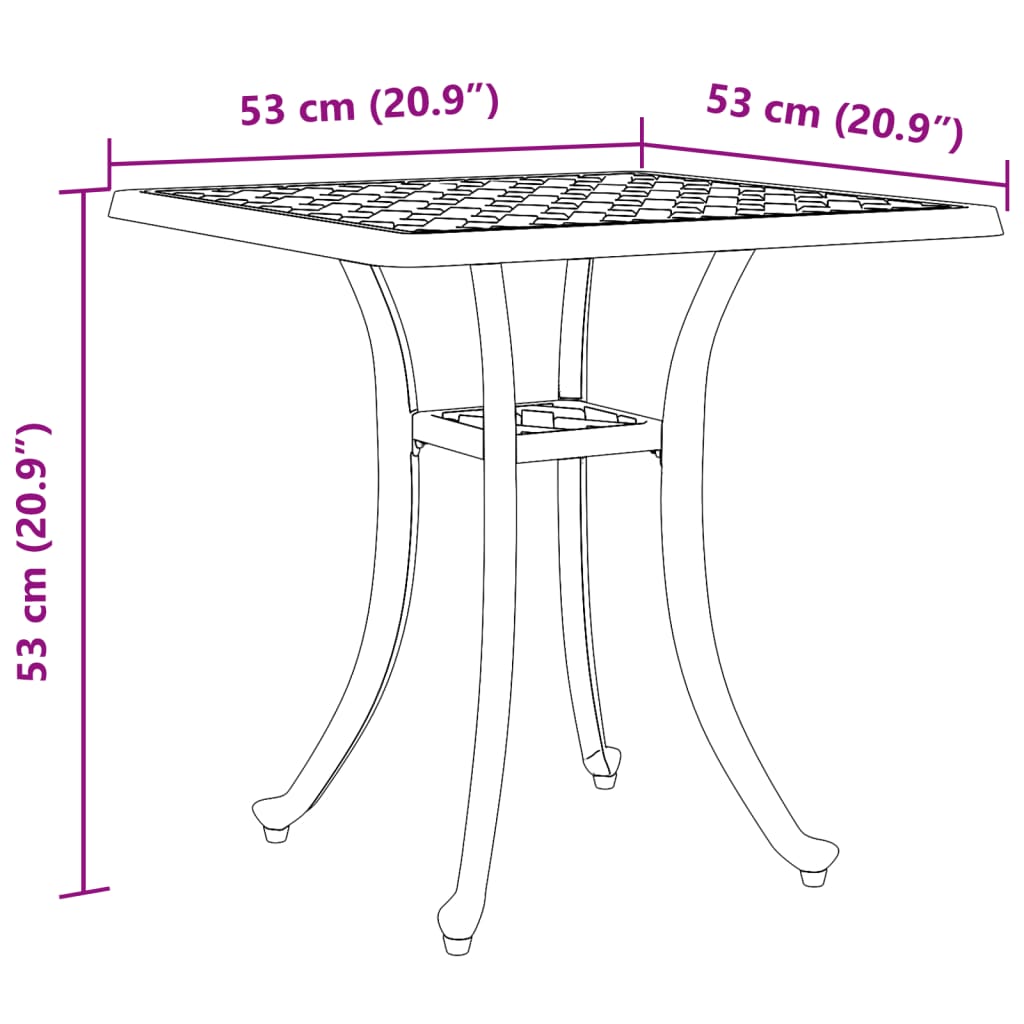 vidaXL Table de jardin blanc 53x53x53 cm en fonte d'aluminium