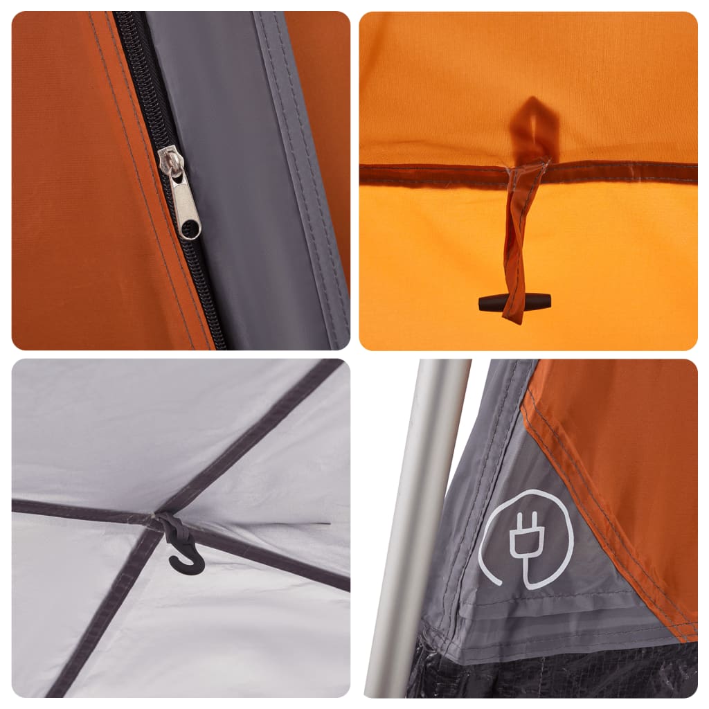 vidaXL Campingzelt 4 Personen Grau und Orange Quick Release