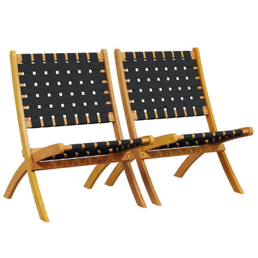 vidaXL Chaises de jardin pliantes 2 pcs Bois d'acacia massif et tissu Noir