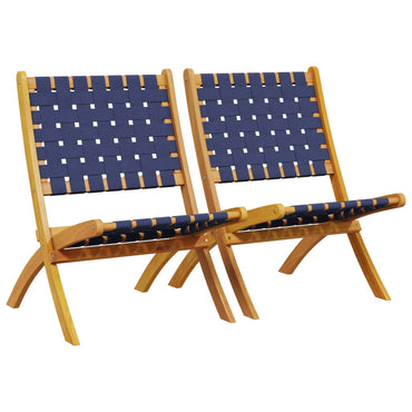 vidaXL Chaises de jardin 2 pcs Pliables Bleu foncé Bois d'acacia massif Tissu