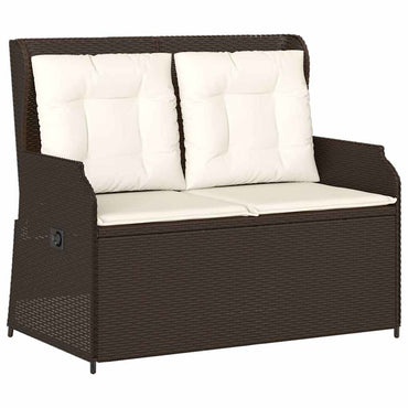 vidaXL Banc de jardin réglable avec coussins en résine tressée marron