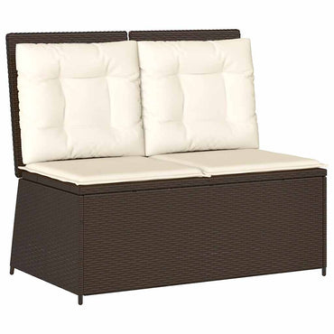 vidaXL Banc de jardin réglable avec coussins en polyrotin marron