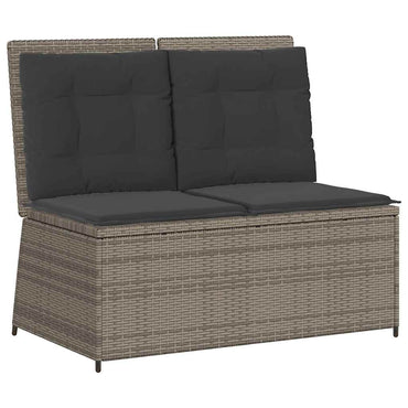 vidaXL Banc de jardin réglable avec coussins en polyrotin gris