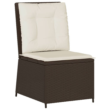 vidaXL Gartensessel mit Liegefunktion und Kissen Braun Poly Rattan