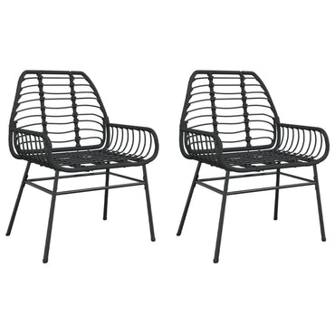 vidaXL Gartenstühle 2 Stk. Schwarz Poly Rattan