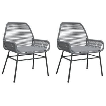 vidaXL Gartenstühle 2 Stk. mit Kissen Grau Poly Rattan