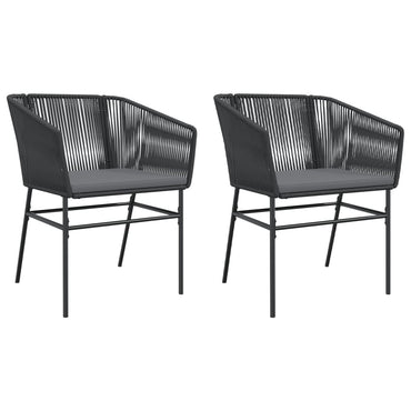 vidaXL Gartenstühle 2 Stk. mit Kissen Schwarz Poly Rattan