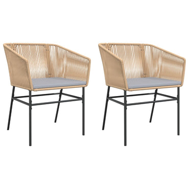 vidaXL Gartenstühle 2 Stk. mit Kissen Braun Poly Rattan