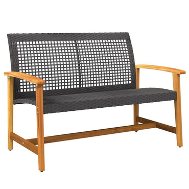 vidaXL Banc de jardin noir 112 cm en résine tressée et bois d'acacia
