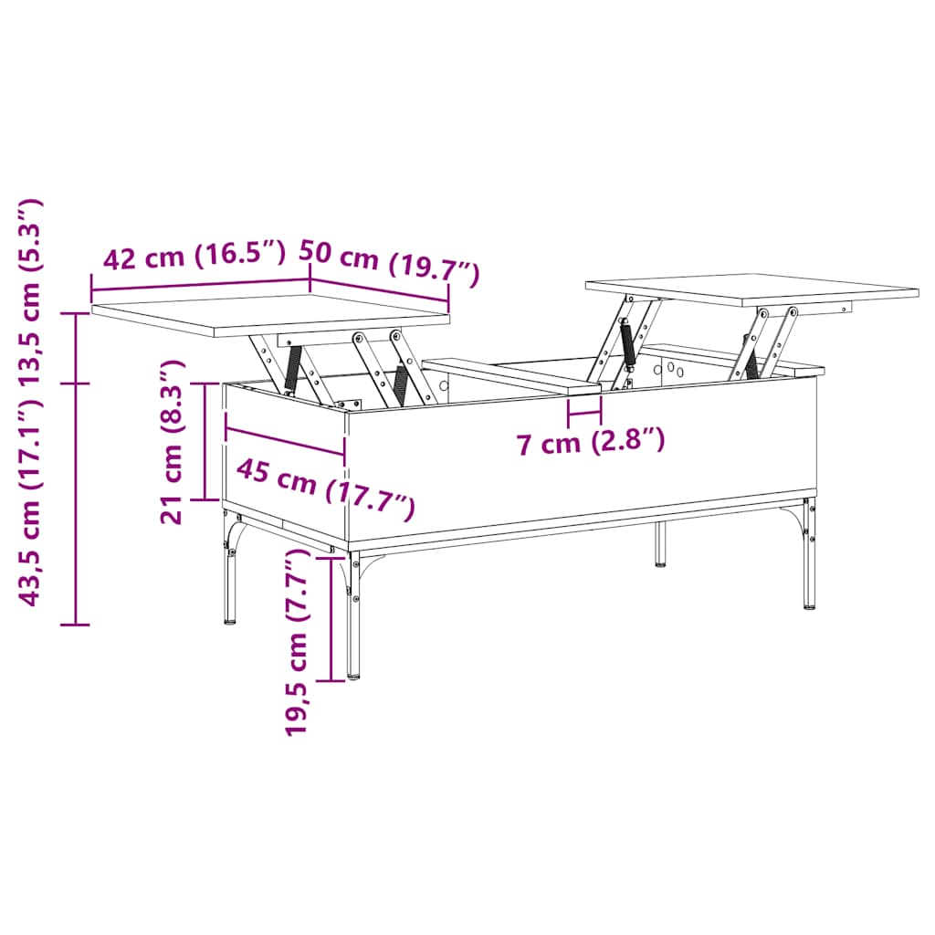 vidaXL Table basse chêne Sonoma 100x50x45 cm bois d'ingénierie et métal