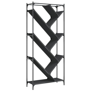 vidaXL Bücherregal Schwarz 79x30x180 cm Holzwerkstoff und Metall