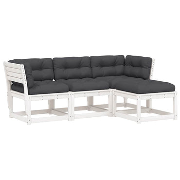 vidaXL 4-tlg. Garten-Lounge-Set mit Kissen Weiß Massivholz Kiefer
