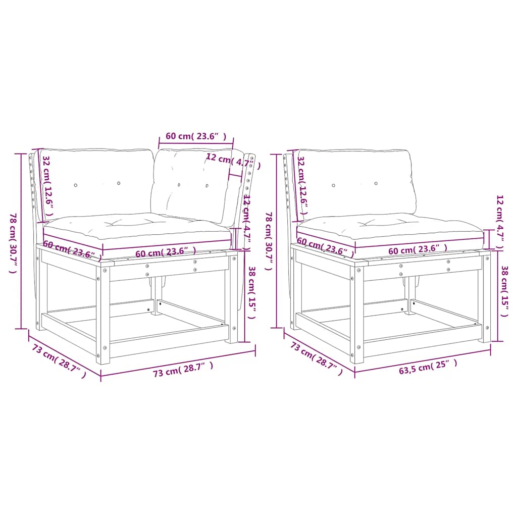 6-tlg. Garten-Sofagarnitur mit Kissen Massivholz Kiefer