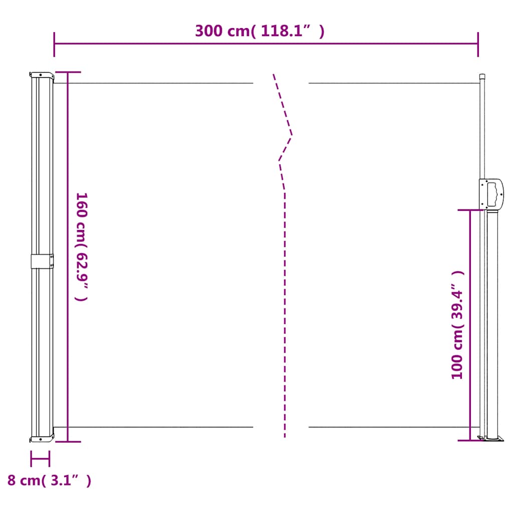 vidaXL Seitenmarkise Ausziehbar Beige 160x300 cm