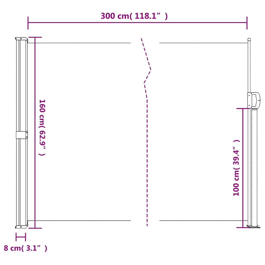vidaXL Seitenmarkise Ausziehbar Dunkelgrün 160x300 cm