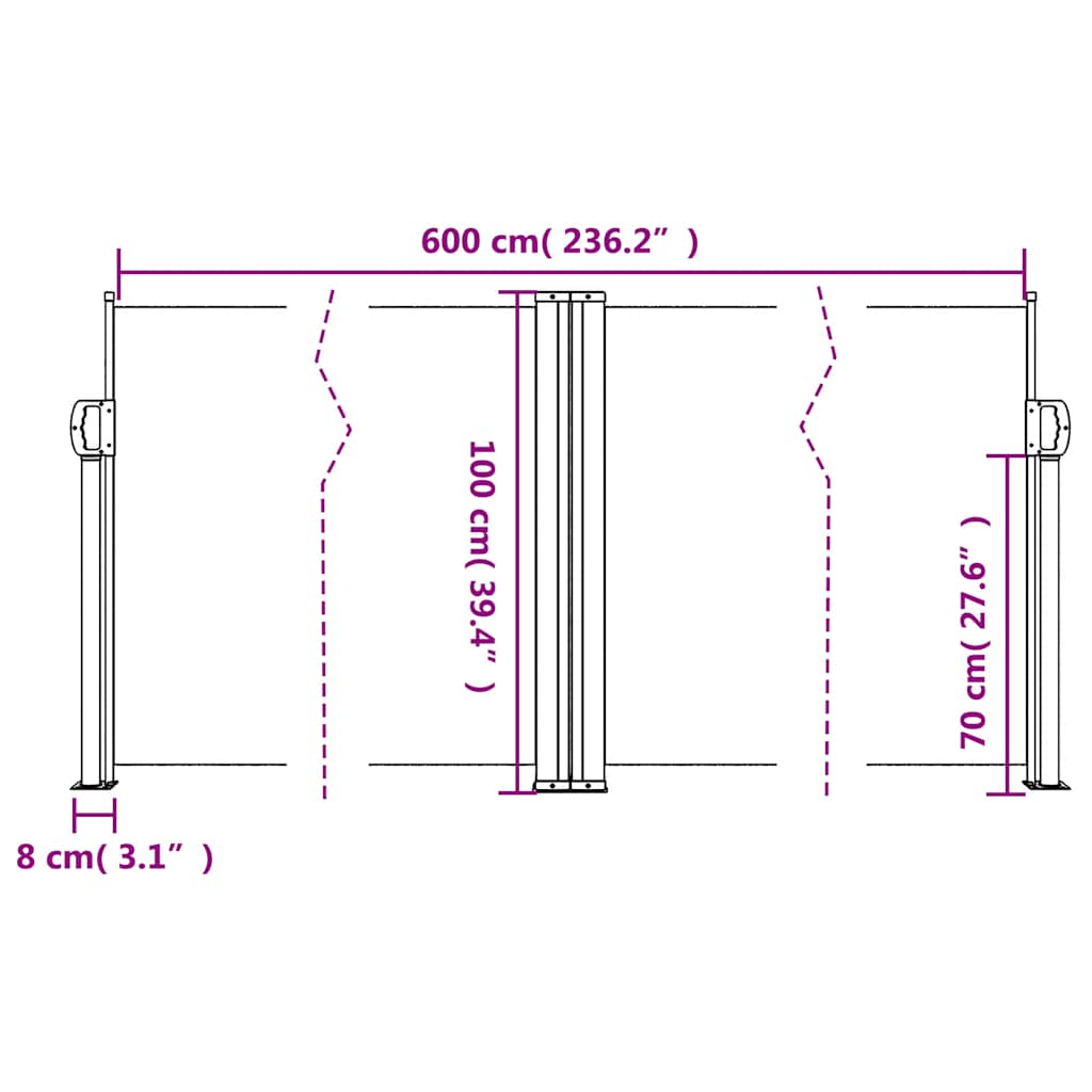vidaXL Seitenmarkise Ausziehbar Dunkelgrün 100x600 cm