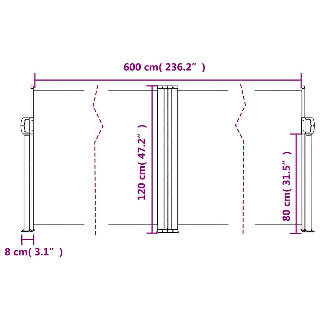 vidaXL Seitenmarkise Ausziehbar Blau 120x600 cm