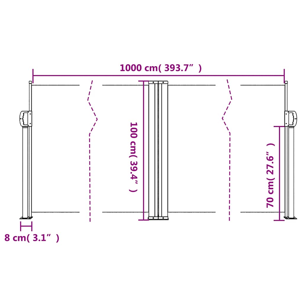 vidaXL Seitenmarkise Ausziehbar Terrakottarot 100x1000 cm